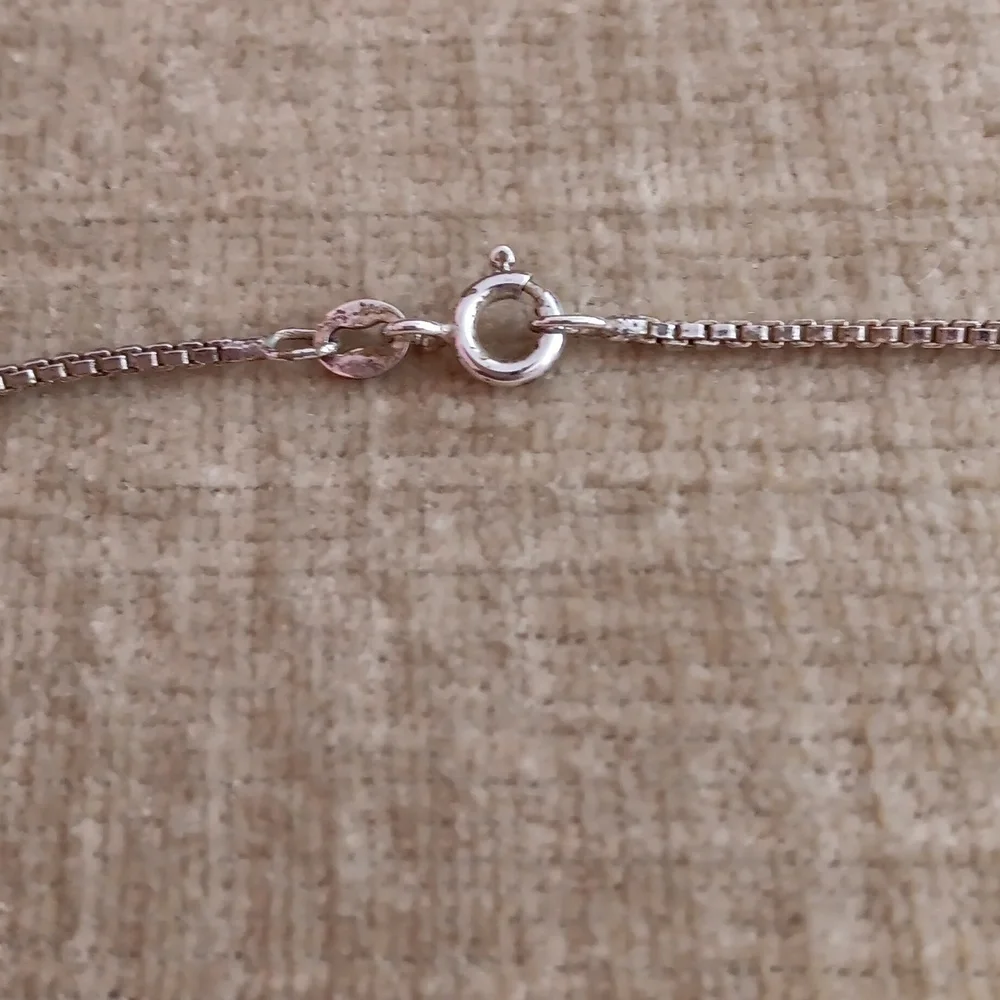 Sterling Silver Box Chain Glass Red Stone Marcasite Pendant Necklace